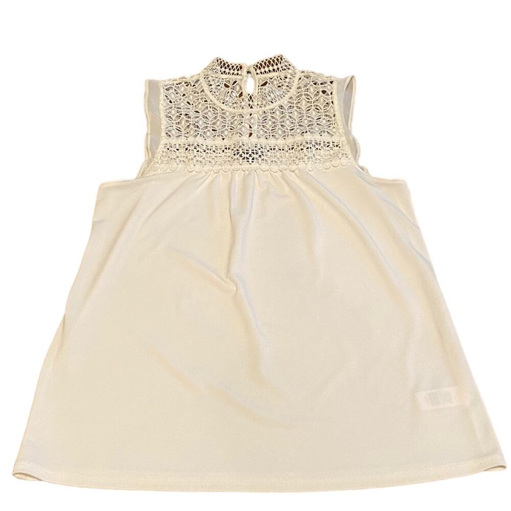 Express XS Ivory Short Sleeve Shirt with Lace/Embroidery design and collar